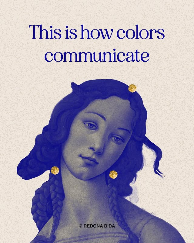 Blue serif title above a cobalt-blue classical portrait on textured paper.